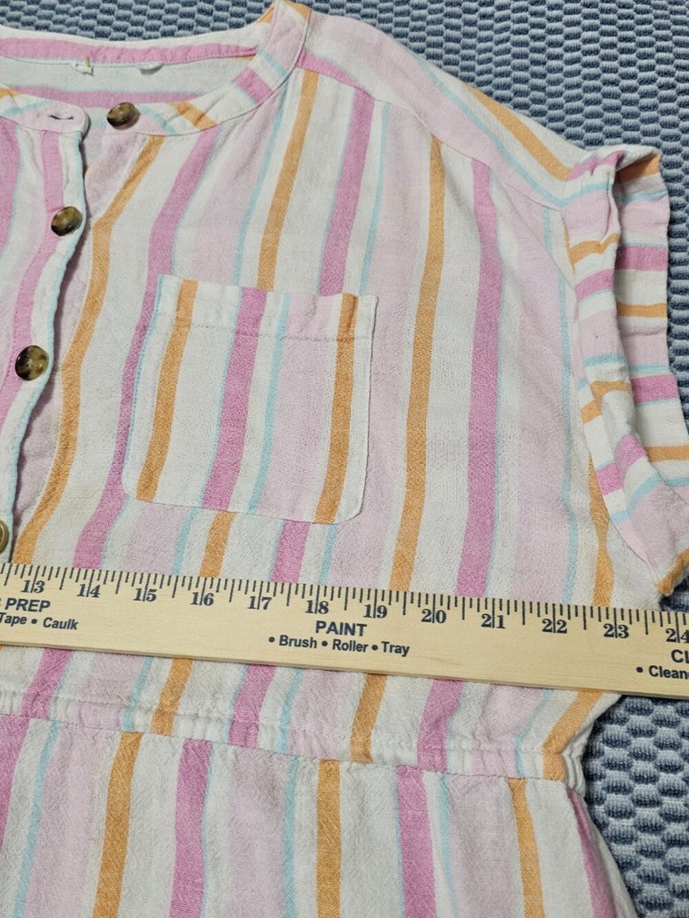 Time & Tru Pastel Stripe Tie Waist Linen Blend Vacation Travel Dress - Size XL - Picture 5 of 6